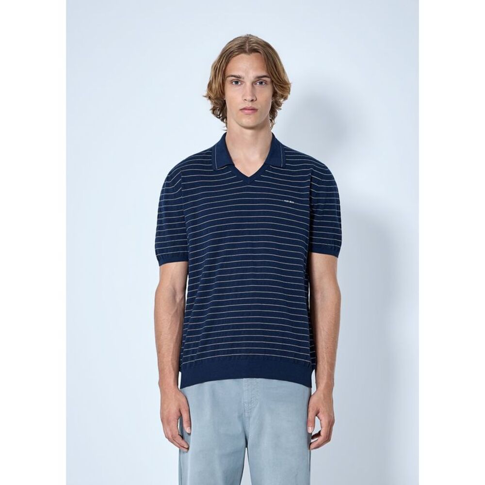 Miu Miu Men Striped V-Neck Polo Shirt